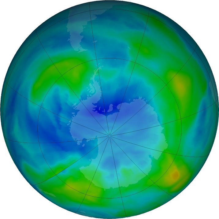 Antarctic ozone map for 18 April 2018